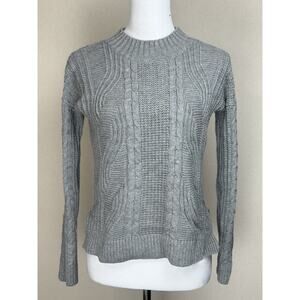 Cotton On Women’s Cable Knit Sweater Sz XS Gray Crew Neck Long Sleeve Classic